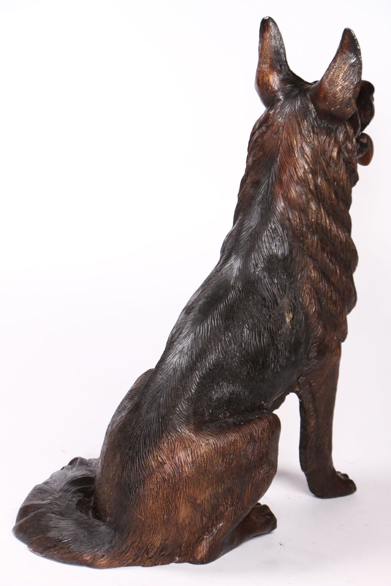 Sitzender Schäferhund, Bronze, braun u. dunkelbraun - Image 2 of 2