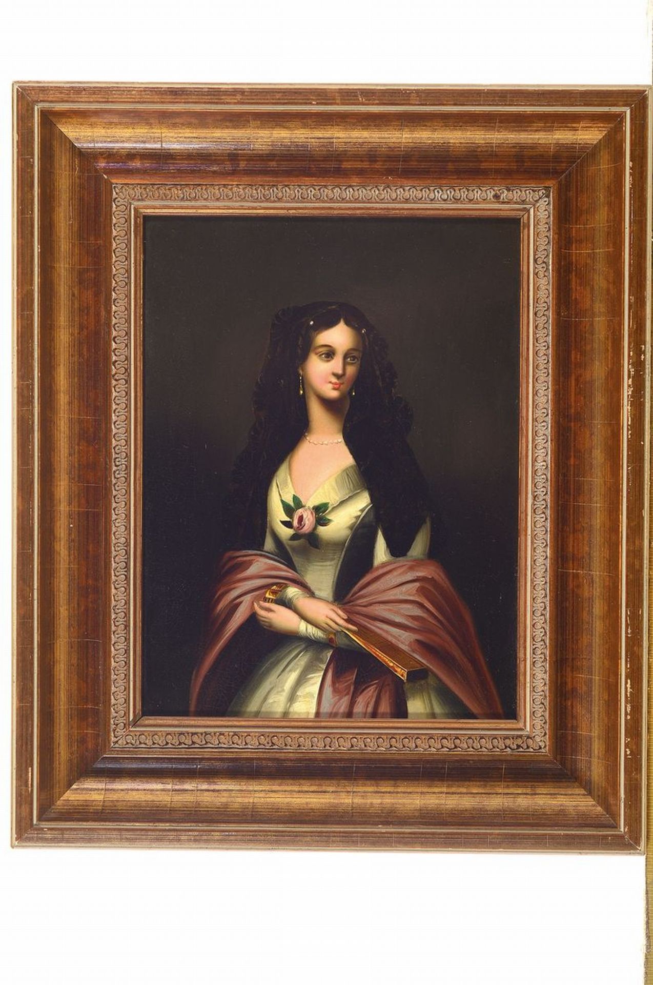 Porträtist um 1850,  Porträt einer jungen Spanierin mit - Bild 2 aus 2