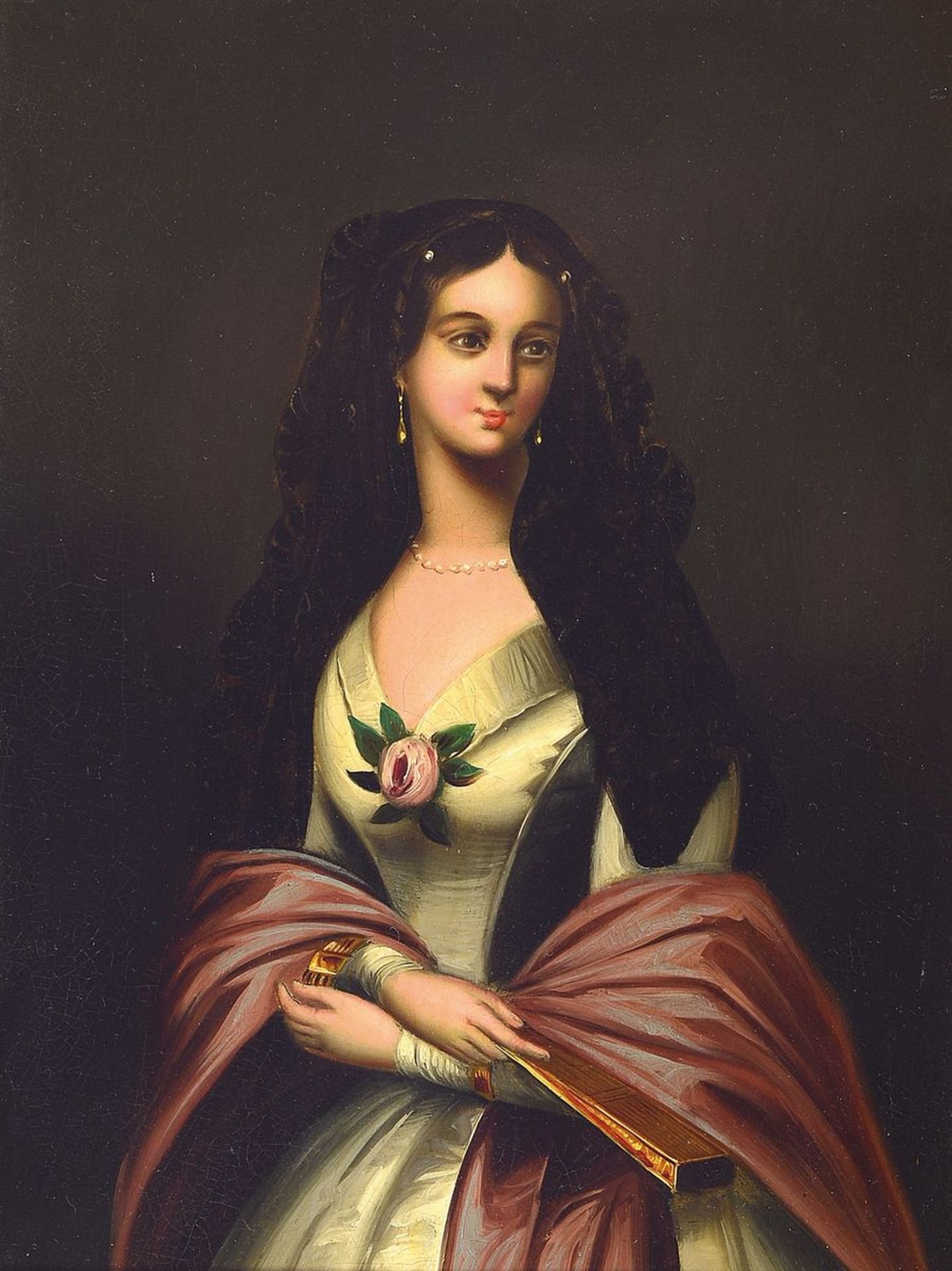 Porträtist um 1850,  Porträt einer jungen Spanierin mit