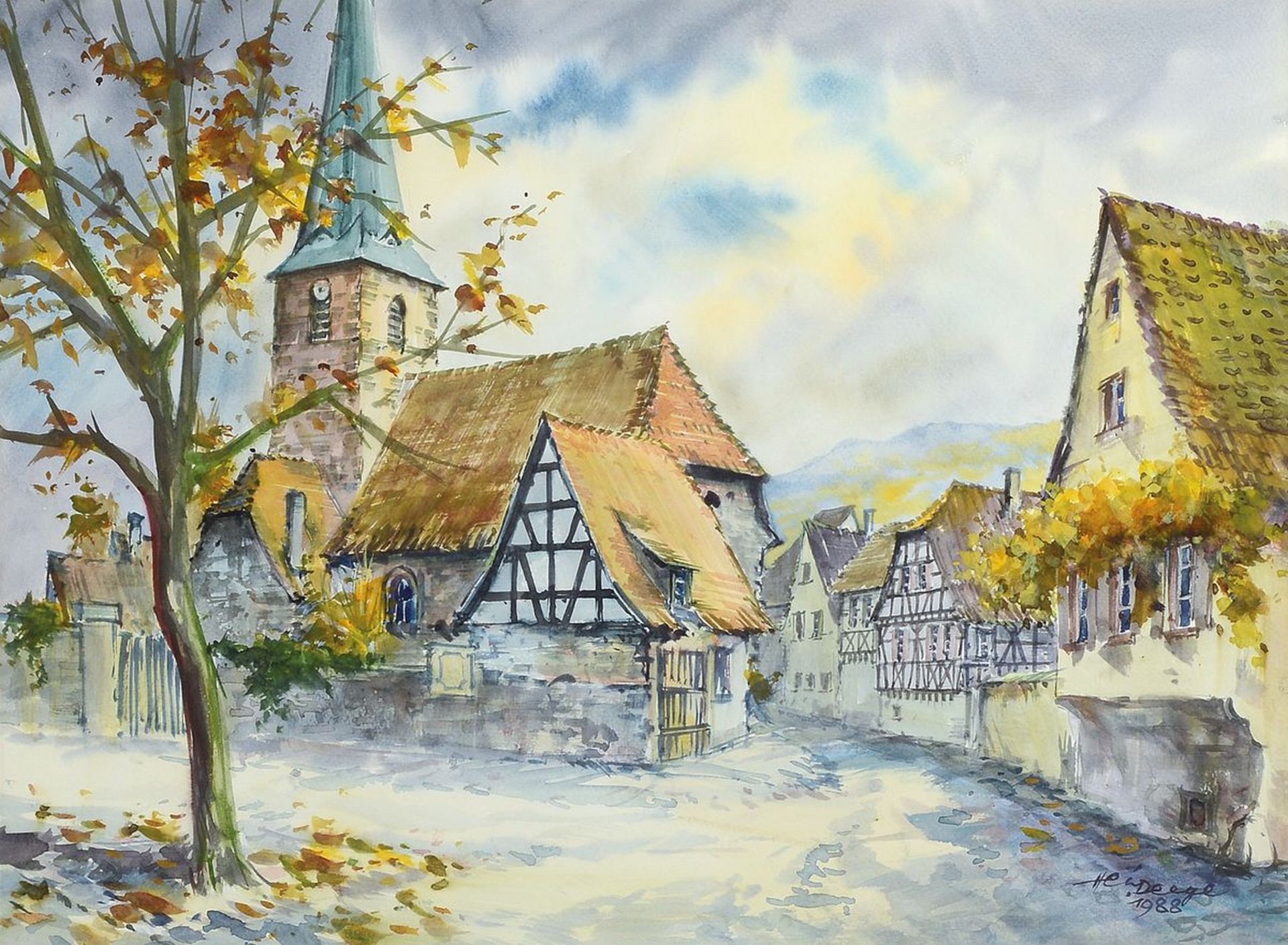 Heiner Deege, 1920-2007 Haßloch, 2 Aquarelle, 1x