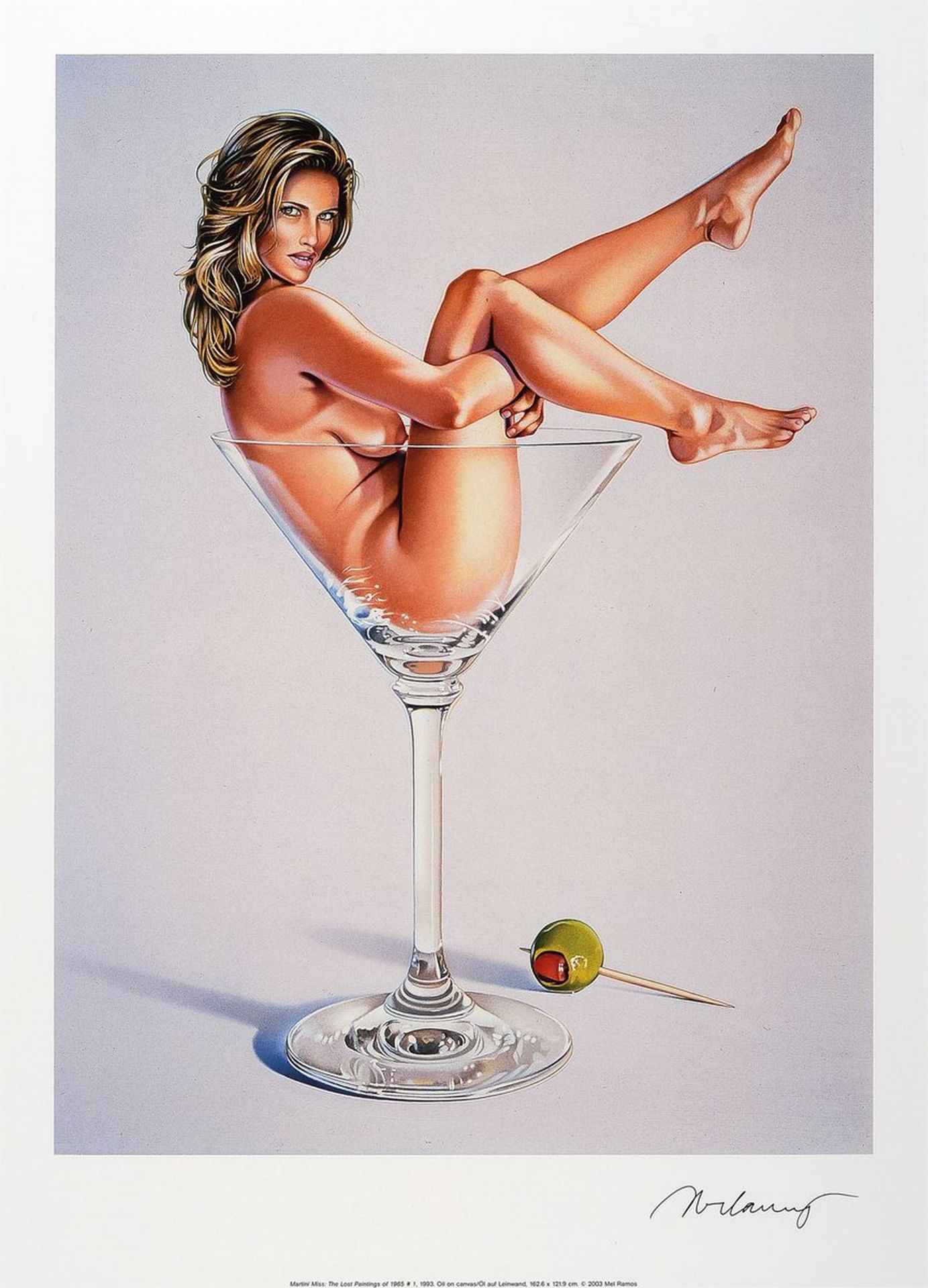 Mel Ramos, geb. 1935, 'Martini Miss, 1993', Kunstdruck