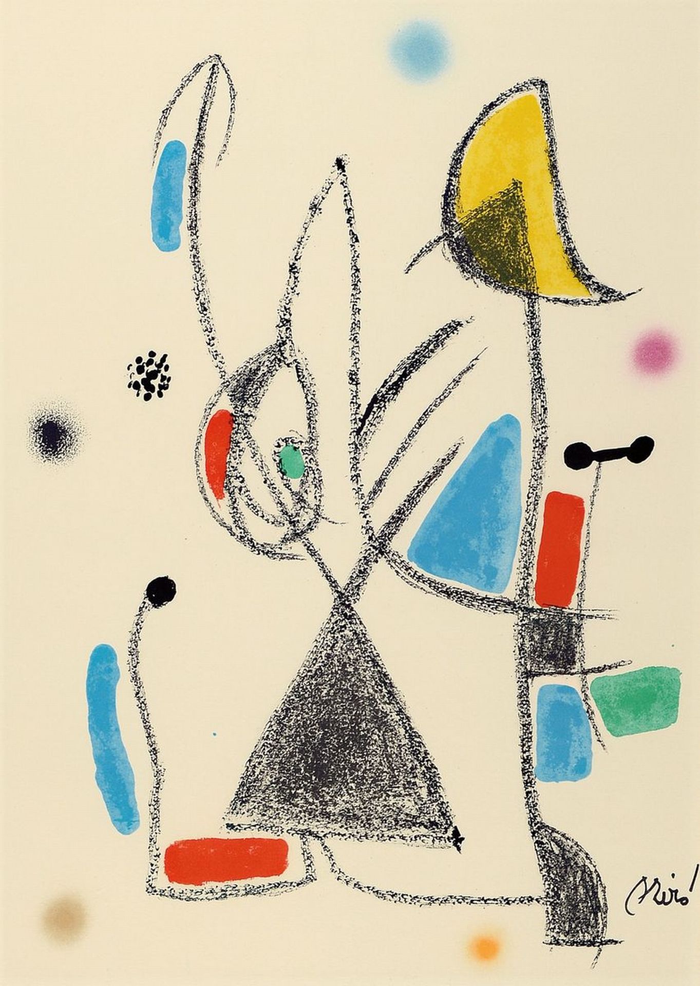 Joan Miro,1893-1983, zwei orig. Lithografien auf Velin,