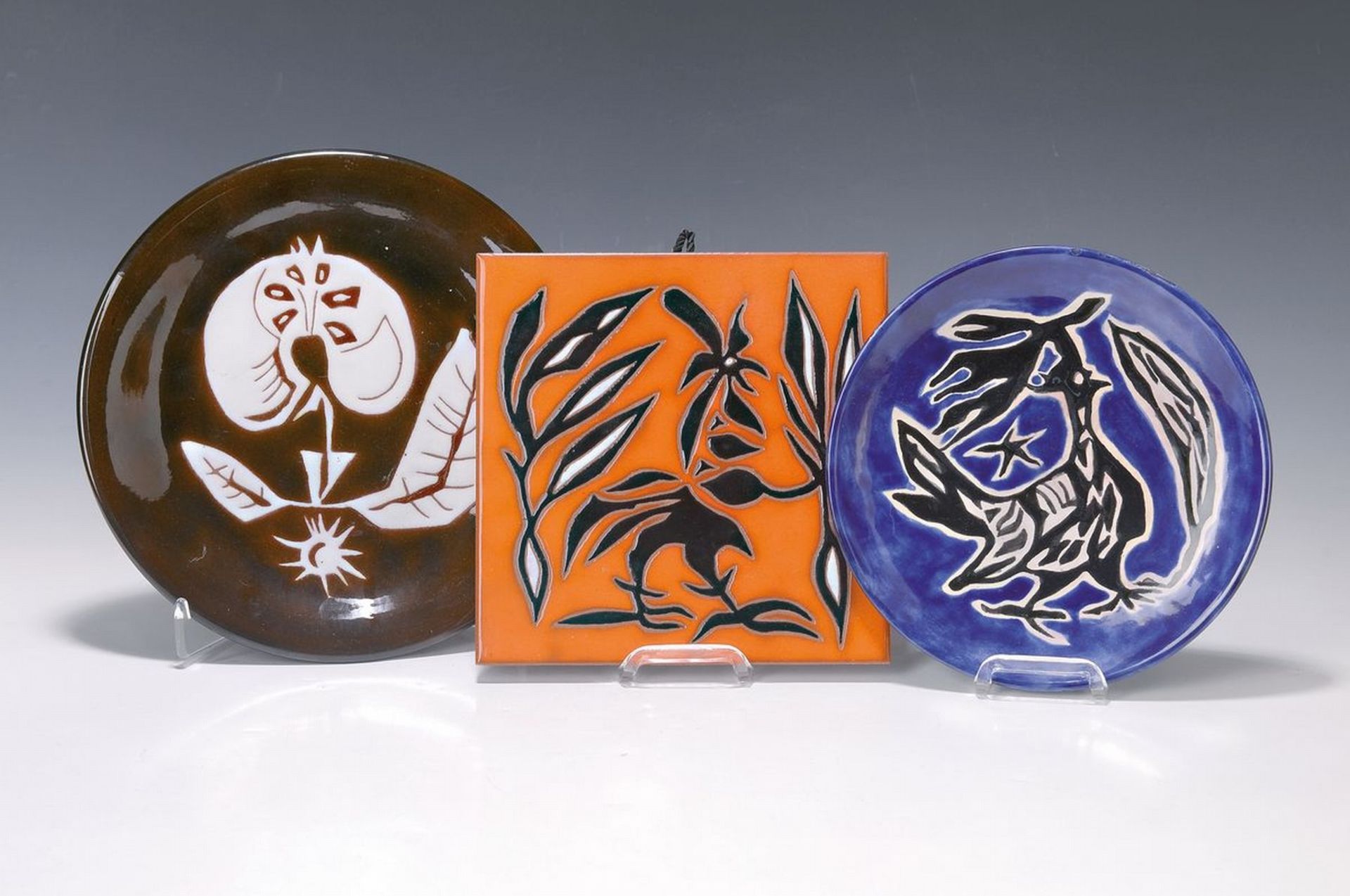 Jean Lurcat, 1892-1966, 3 Teile Keramik, 1x Fliese,
