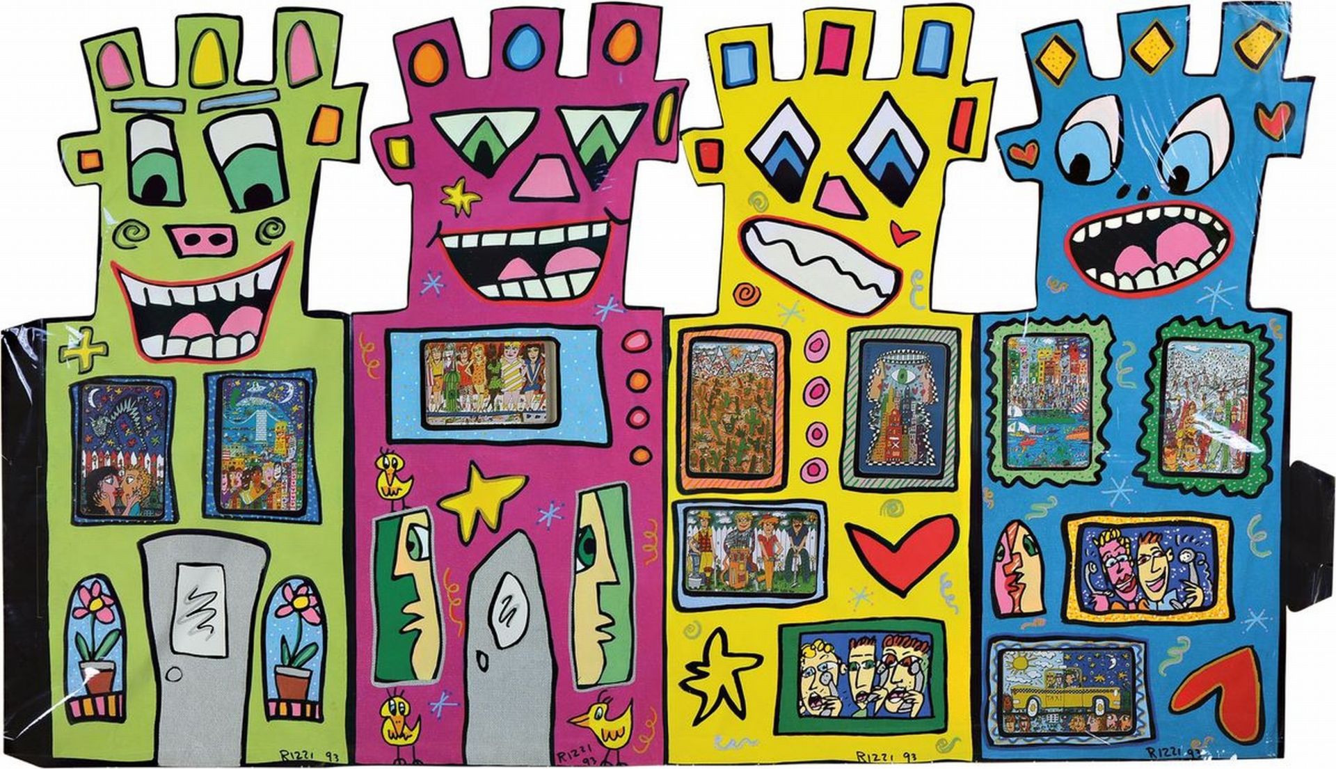 James Rizzi, 1950 - 2011, 'Tower', Kartonage bunt