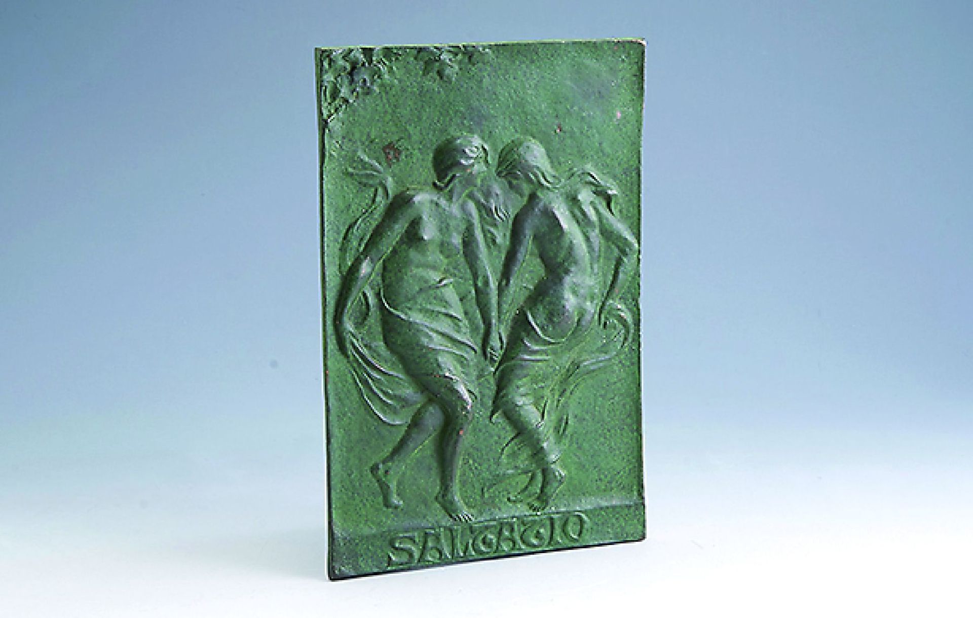 Bronzeplatte, wohl deutsch um 1900-1910, tanzende