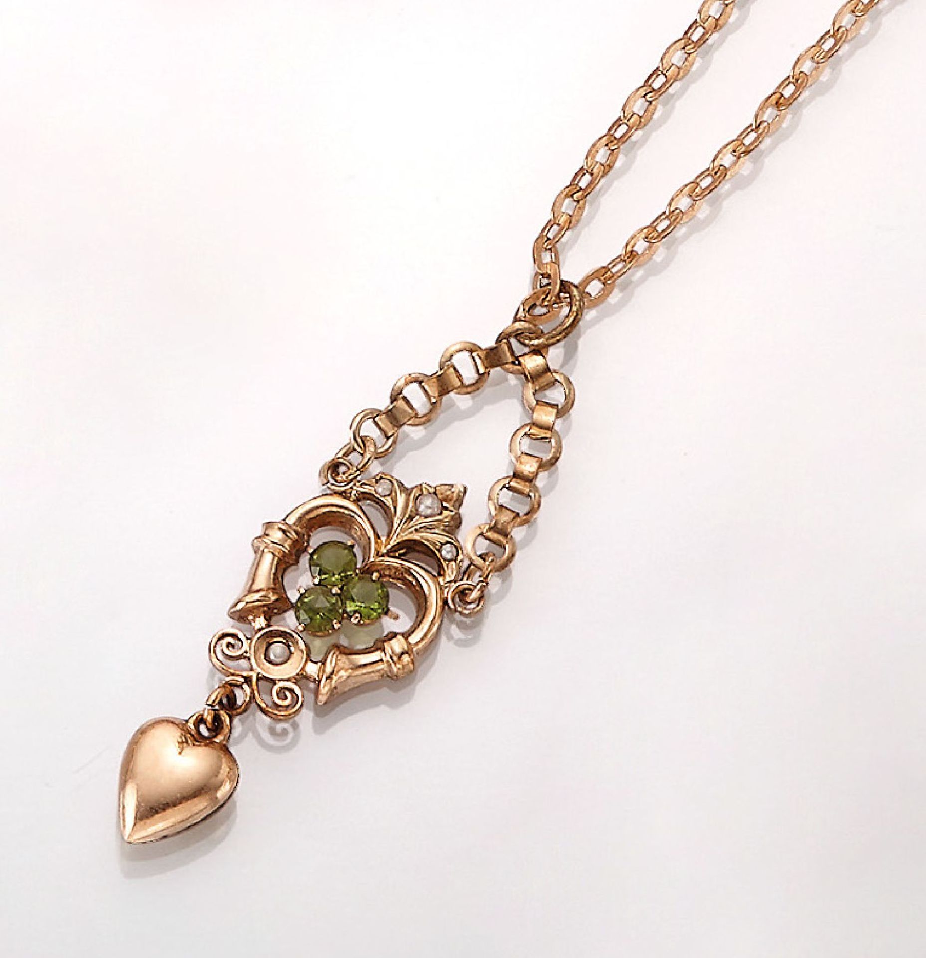 Jugendstilcollier mit Peridots, Double, Mittelteil in