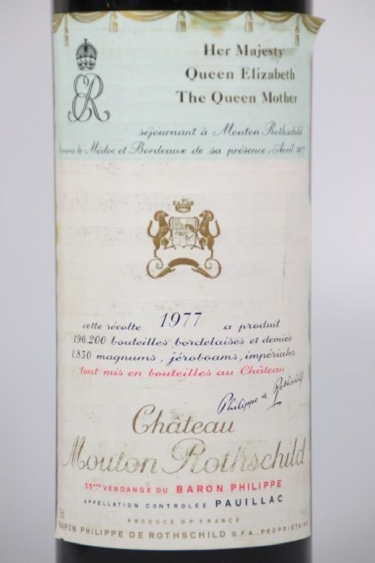 2 Flaschen Mouton Rothschild 1977 Pauillac, Premier Grand - Image 2 of 2