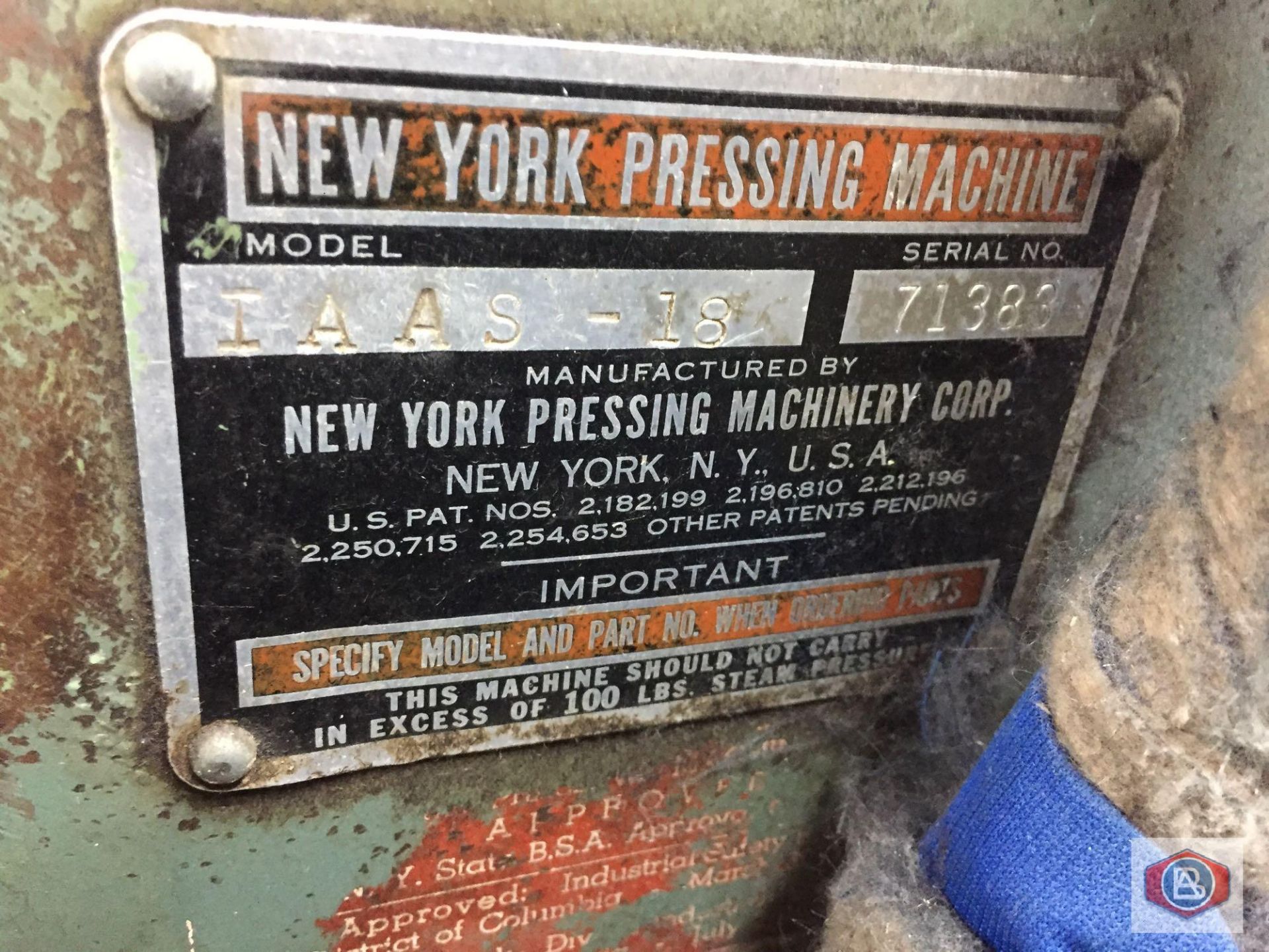 New York Mod. IAAS-18 Garment Press - Image 4 of 5