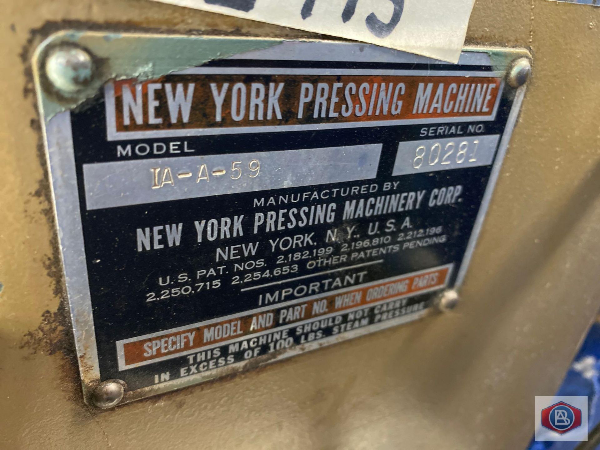 New York Mod. IA-A-59 Garment Press - Image 2 of 6