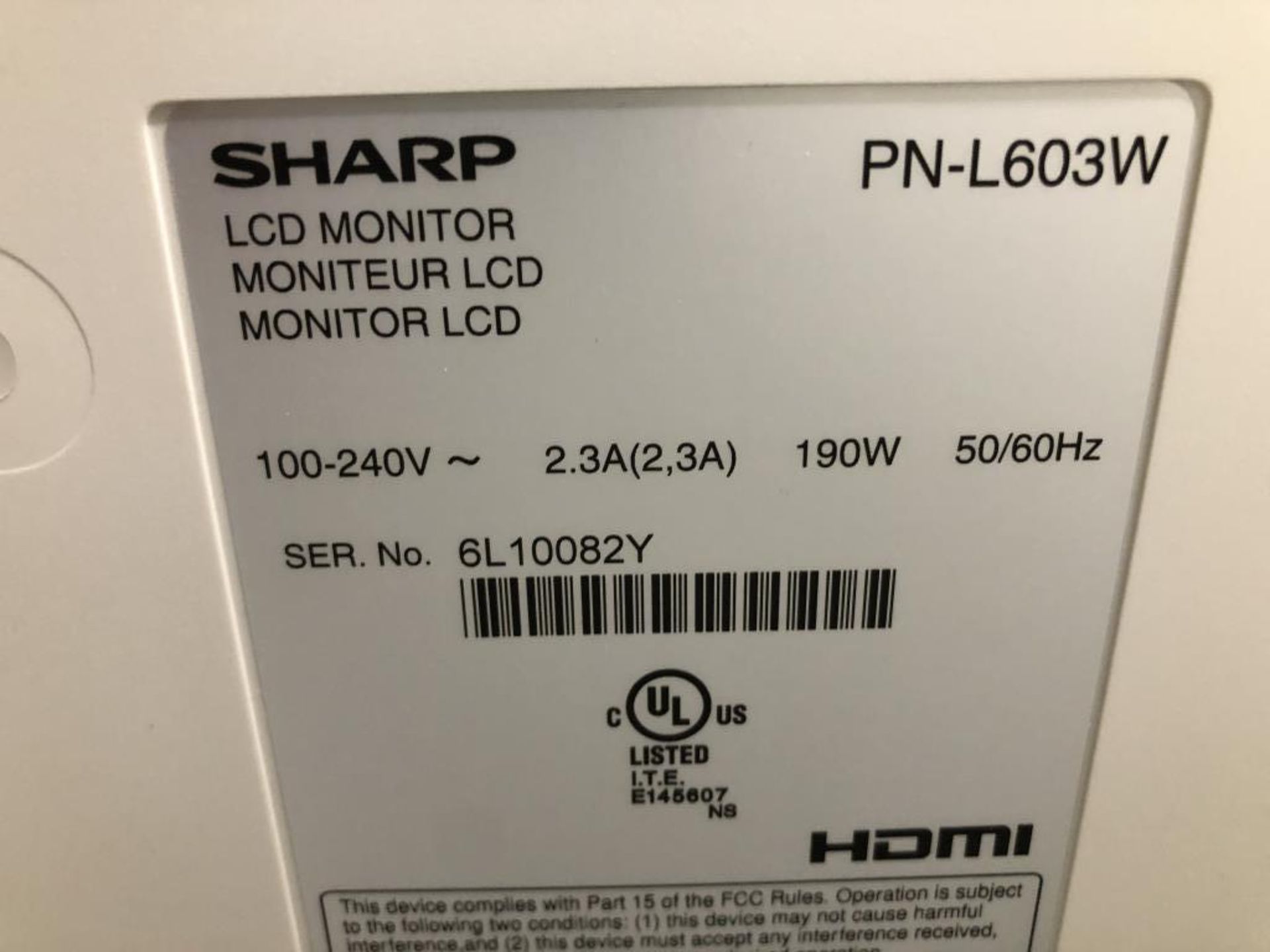 Sharp LCD Monitor - Image 2 of 2