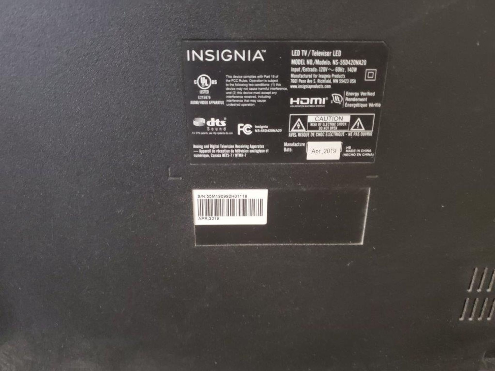 Insignia Flat Screen TV - Image 2 of 2