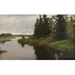 ALEXANDER VLADIMIROVICH MAKOVSKY (1869-1924) River shore - signed ‘A Mak..’ [...]