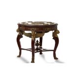 MONUMENTAL EARLY XX CENTURY MAHOGANY AND BRONZE SOUVENIR TABLE DECORATED WITH [...]