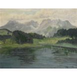 JAKOB KOGANOWSKY (1874-1926) Lake and mountains scene - signed ‘J. Koganosky’ [...]