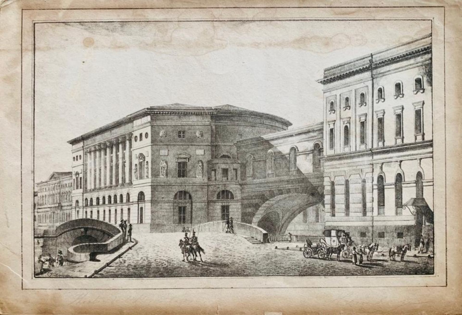 TWO VIEWS OF SAINT PETERSBURG, 1823. - а.View of the Exchange. Artist O. Herman. 41 [...]