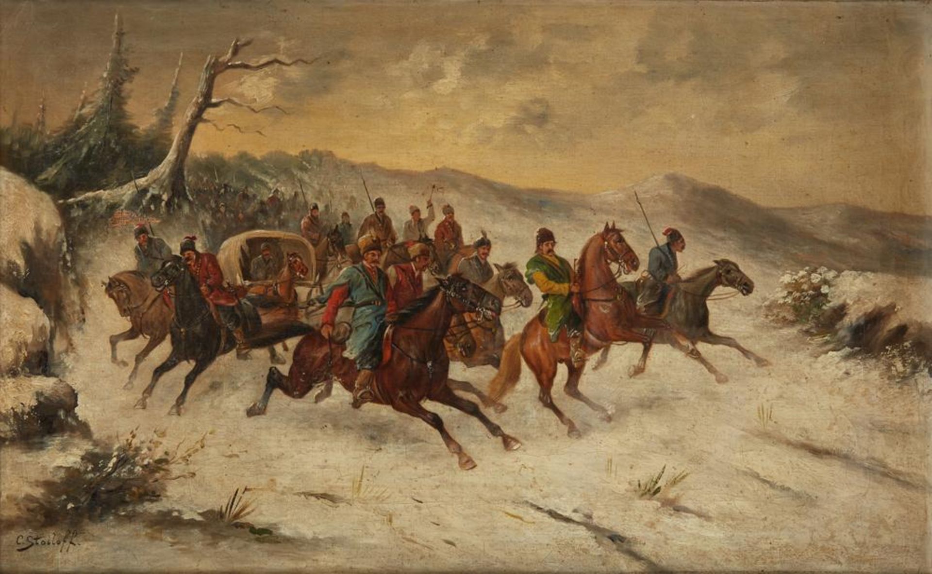 CONSTANTIN STOILOFF (Adolf Baumgartner-Stoiloff) (1850-1924) Cossacks - signed ‘C [...]