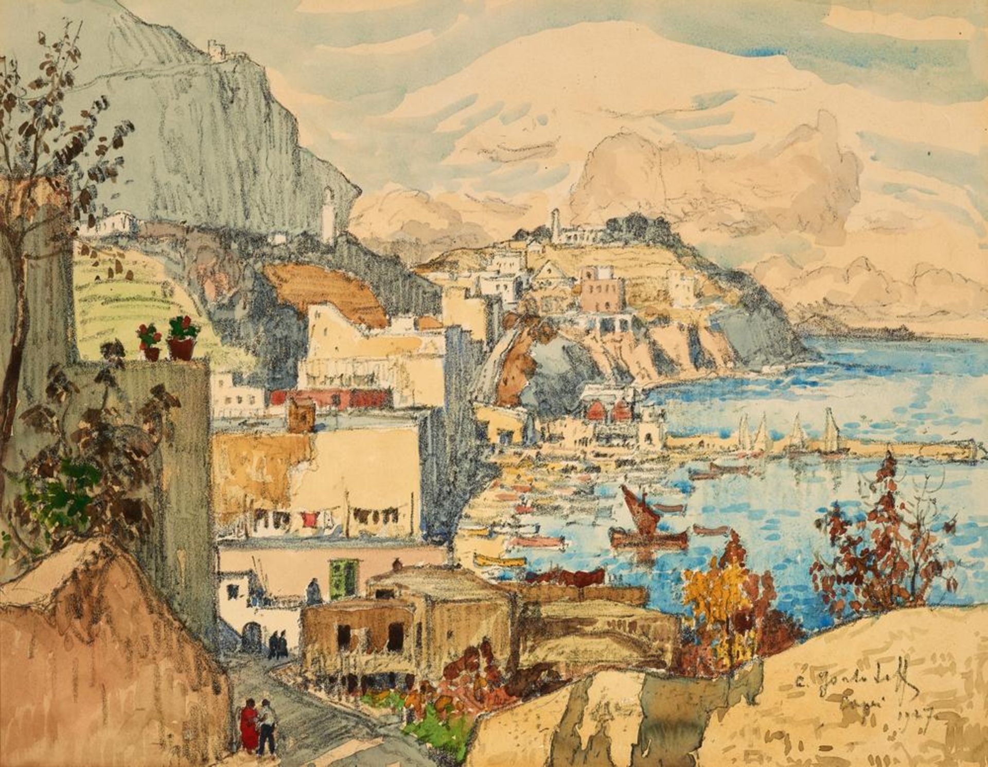 KONSTANTIN GORBATOV (1876-1945) View of Capri - signed, inscribed and dated ‘C [...]