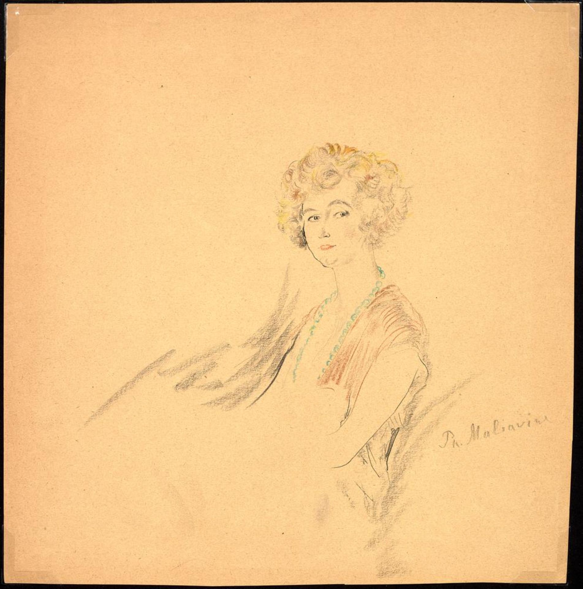 FILIPP MALYAVIN (1869-1940) Five Female Portraits - each signed pencil, crayon on [...] - Image 6 of 6