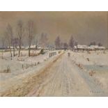 NIKOLAY BOGDANOV-BELSKY (1868-1945) Rural winter landscape - signed ‘N Bogdanoff [...]