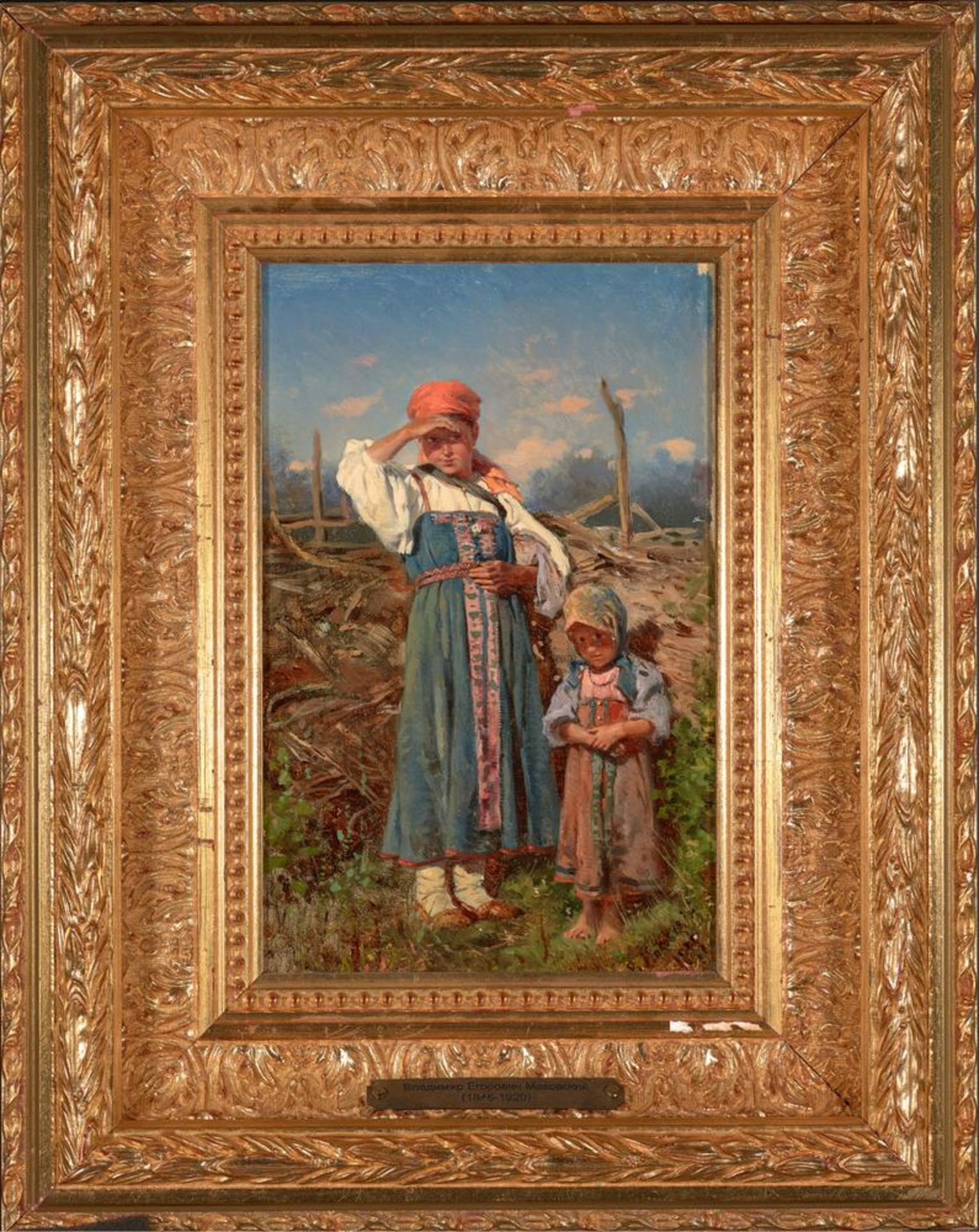 VLADIMIR EGOROVICH MAKOVSKY (1846 -1920) Two peasant girls - signed in Cyrillic and [...] - Image 2 of 3