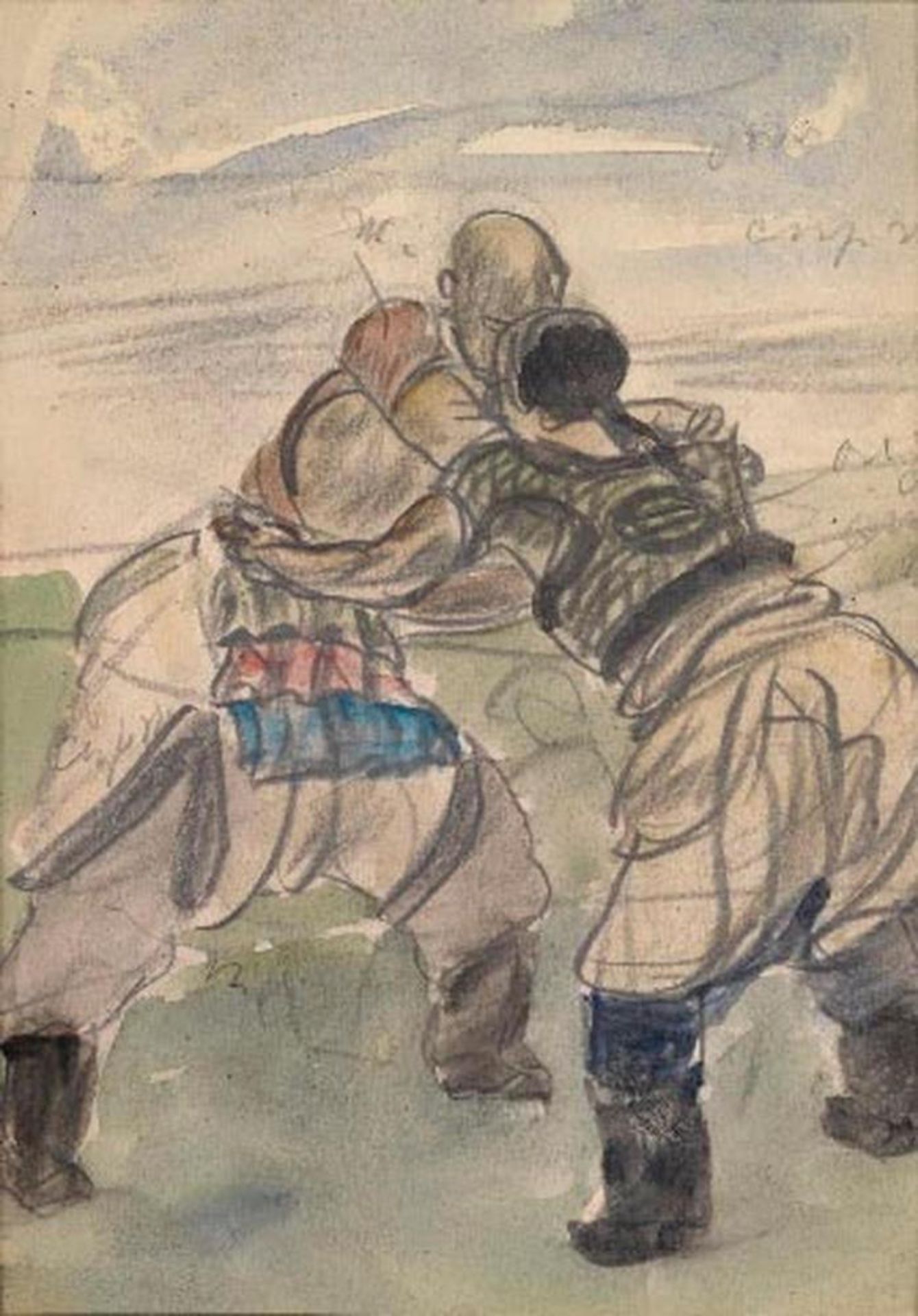 ALEXANDER YAKOVLEV (1887-1938) Two sketches of Chinese Wrestlers - each variously [...] - Image 2 of 2