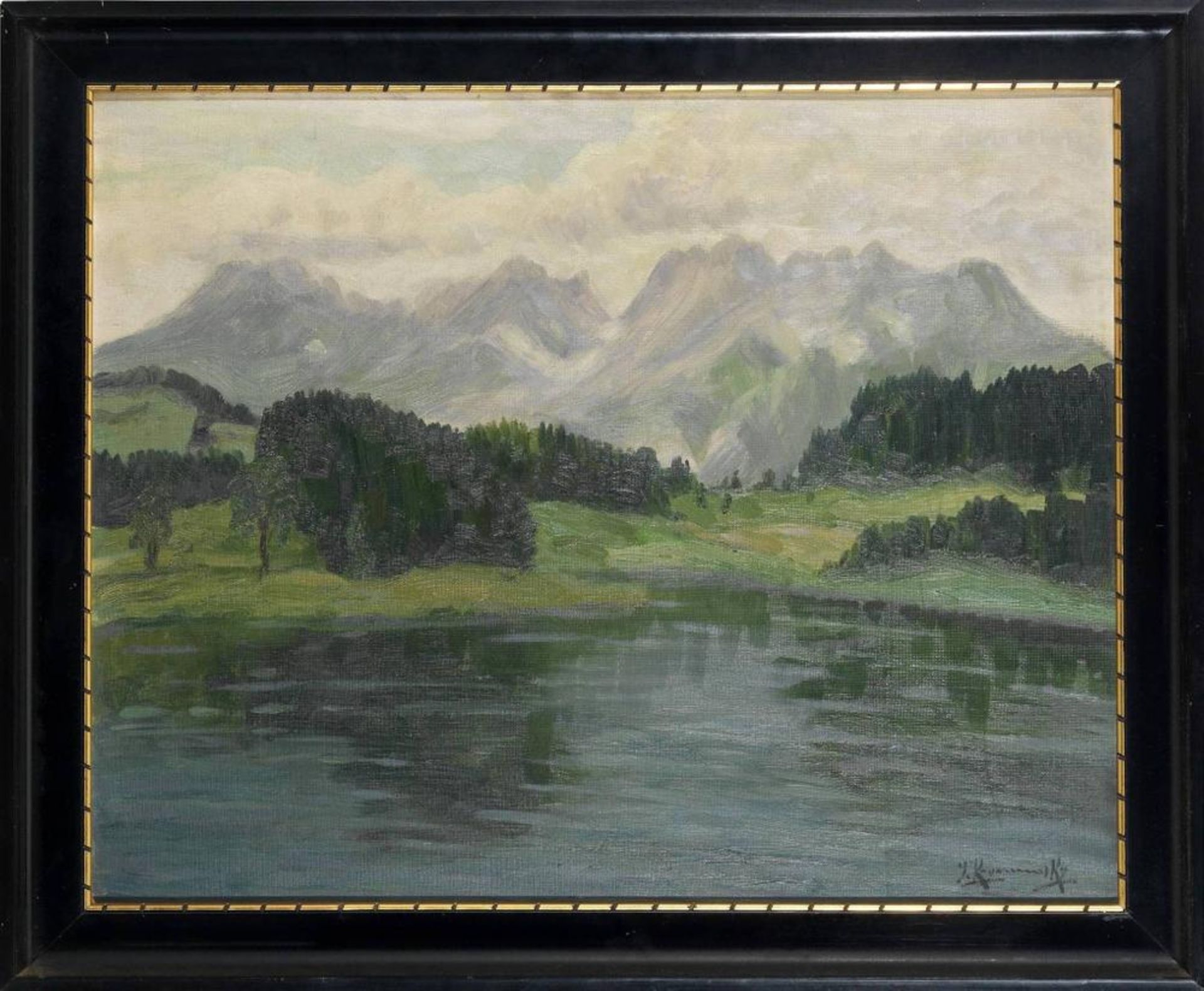 JAKOB KOGANOWSKY (1874-1926) Lake and mountains scene - signed ‘J. Koganosky’ [...] - Image 2 of 2