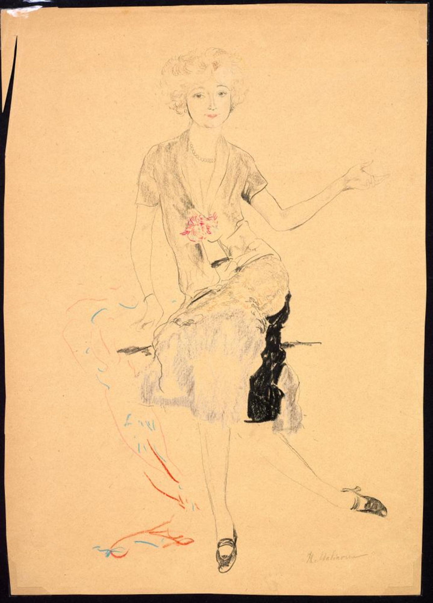 FILIPP MALYAVIN (1869-1940) Five Female Portraits - each signed pencil, crayon on [...] - Image 2 of 6