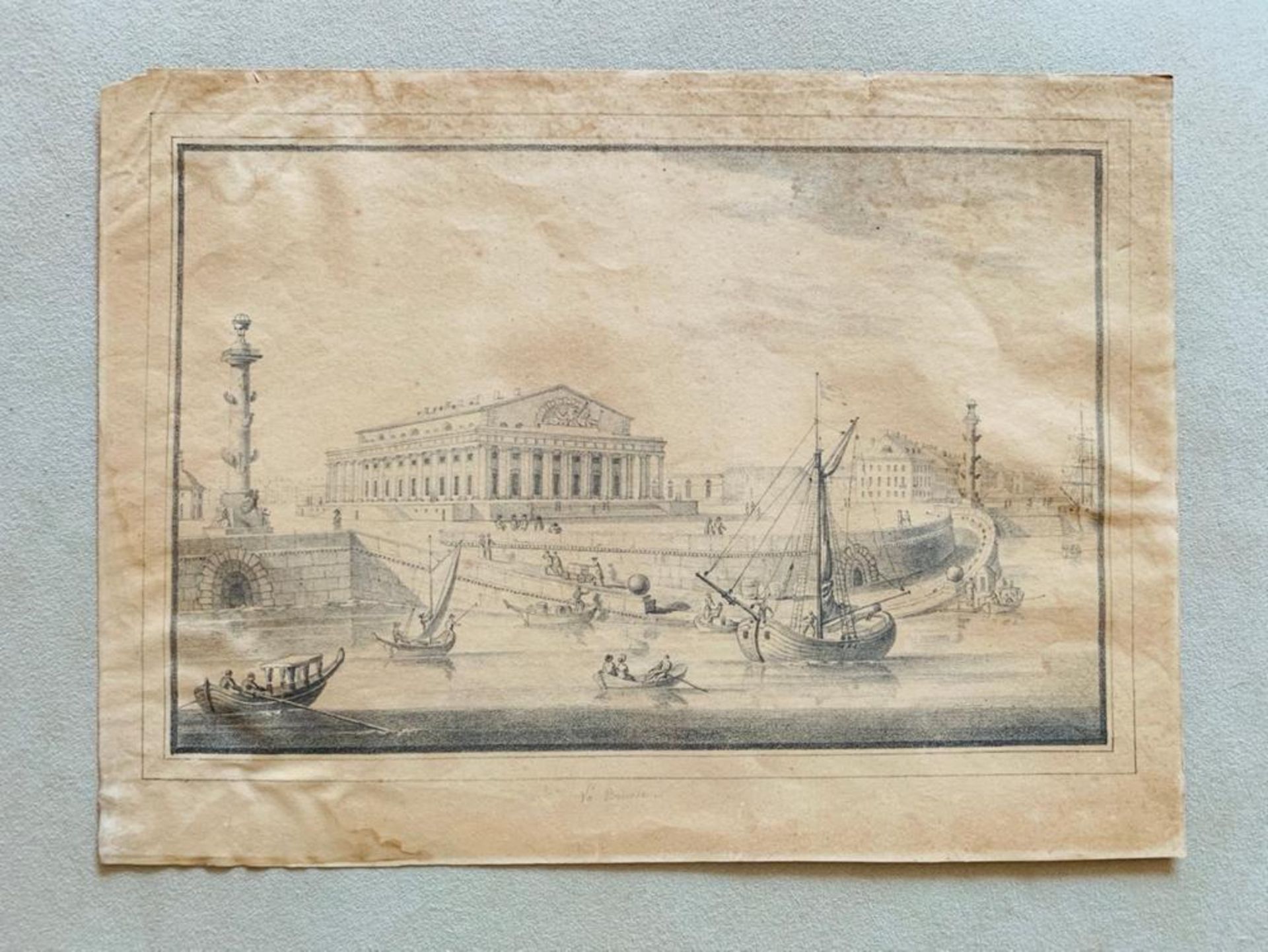 TWO VIEWS OF SAINT PETERSBURG, 1823. - а.View of the Exchange. Artist O. Herman. 41 [...] - Image 2 of 3