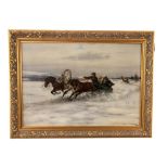 SERGEI VOROSHILOV (1865 - circa 1911) Troika ride in the snow - signed in Cyrillic [...]