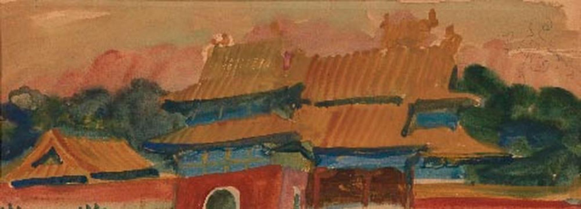 ALEXANDER YAKOVLEV (1887-1938) Pagoda Roofs - gouache and watercolout on paper 13.5 x [...]