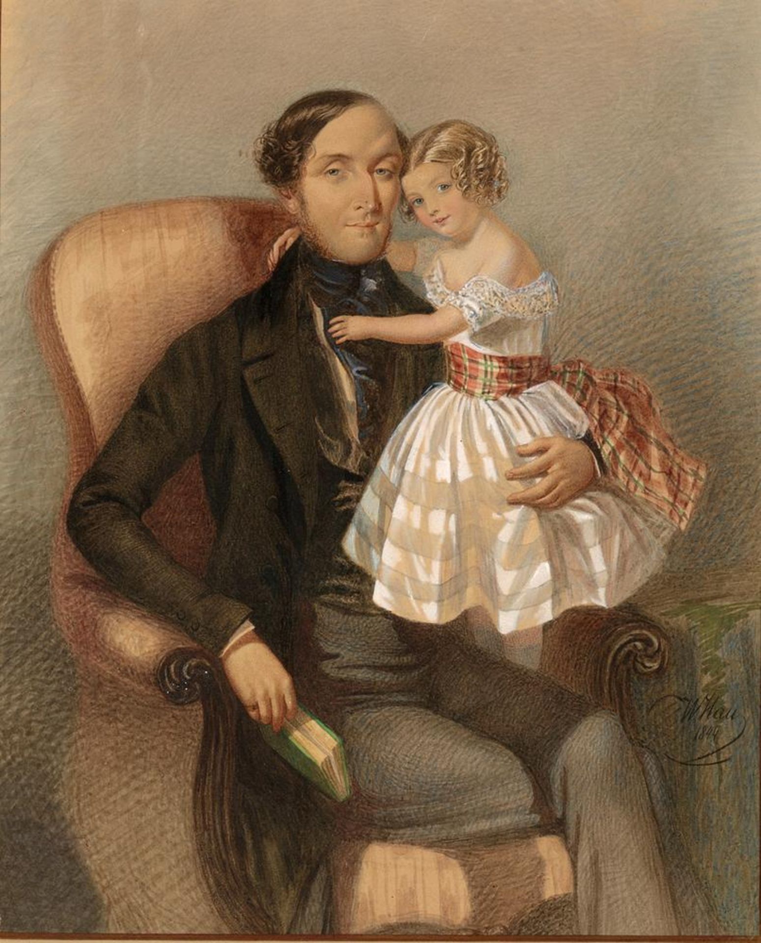 ATTRIBUTED TO VLADIMIR IVANOVIC GAU (1816-1895) Portrait of a Man with a Girl - [...]