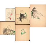 FILIPP MALYAVIN (1869-1940) Five Female Portraits - each signed pencil, crayon on [...]