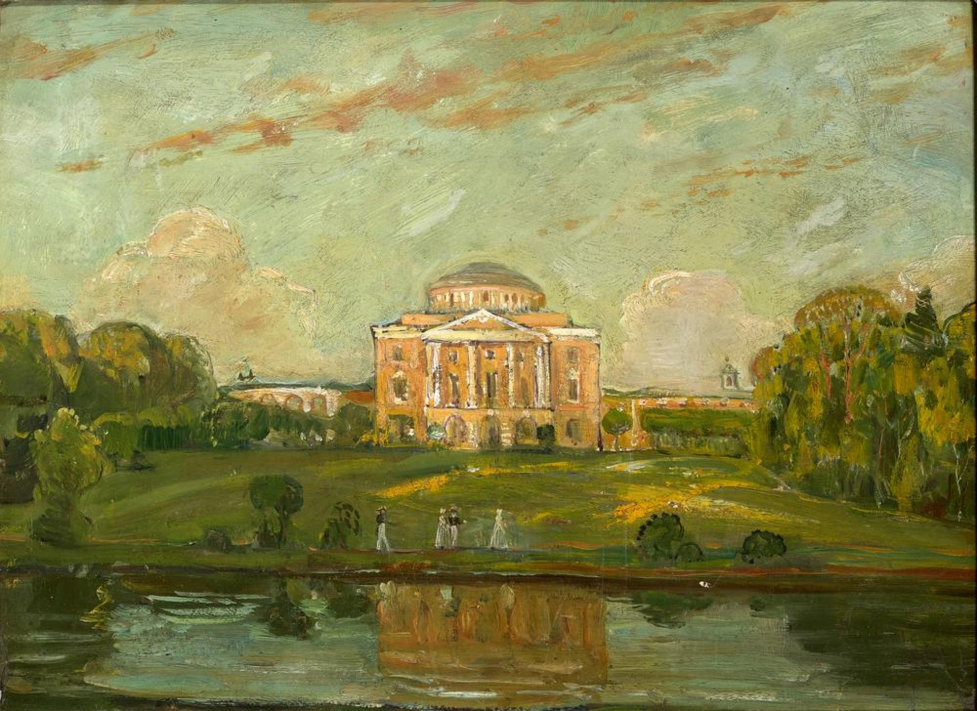 VASILI NIKITOVICH KUCHUMOV (1888-1959) Pavlovsk. View of the palace. Early XX century [...]