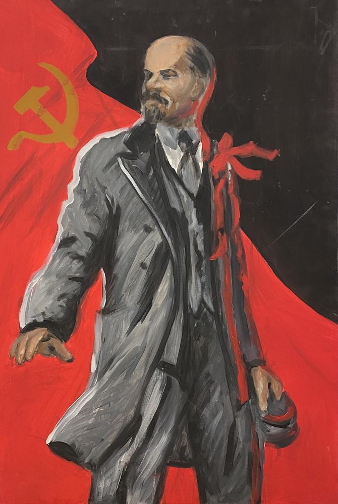 LUDMILA KAZINKINA Red and black Lenin - signed ‘Kazinkina Ludmila’ (on the [...] - Image 2 of 2