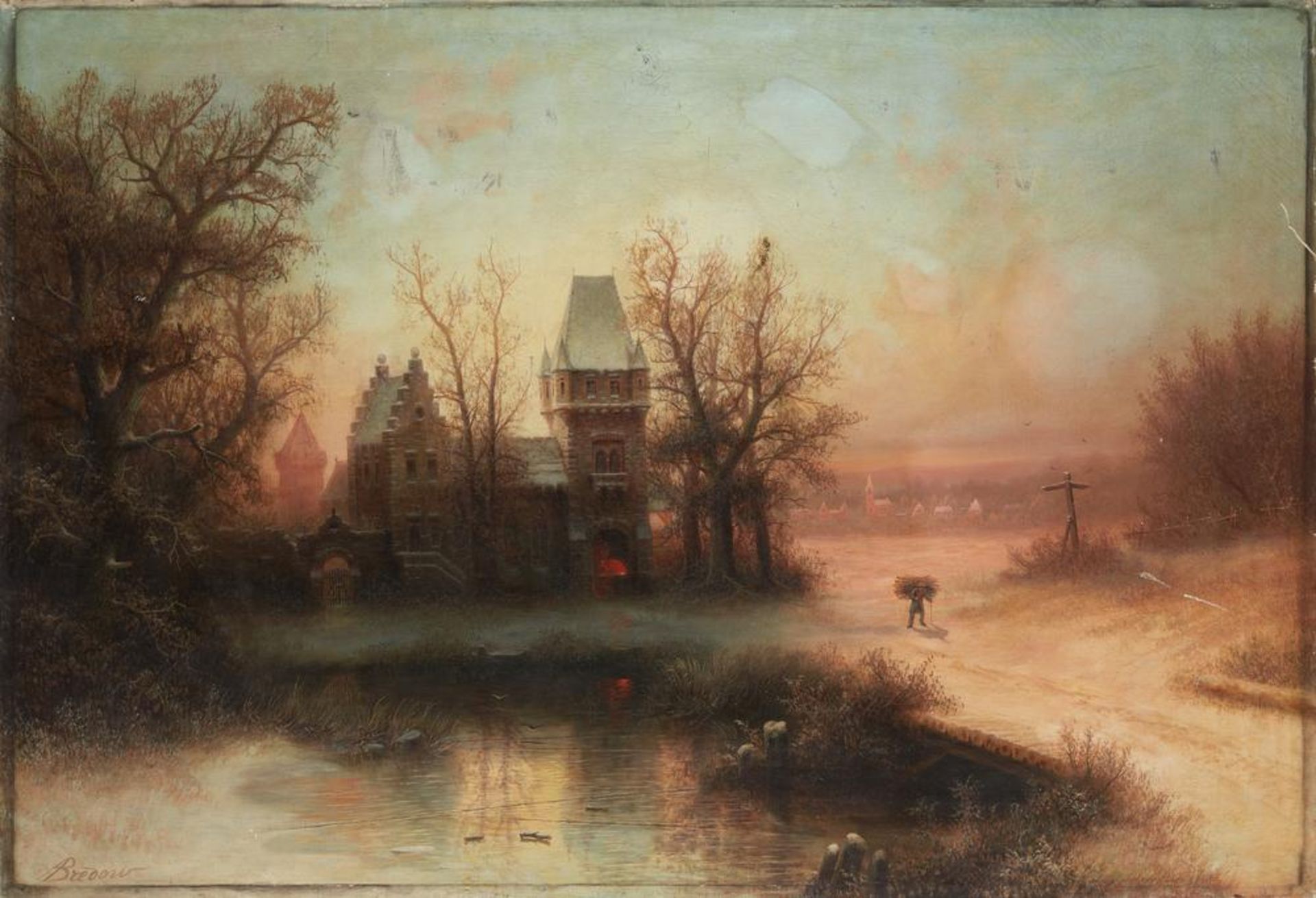 ALBERT BREDOW (1828-1899) Winter scenery at sunset - signed ‘A. Bredow’ (lower [...]