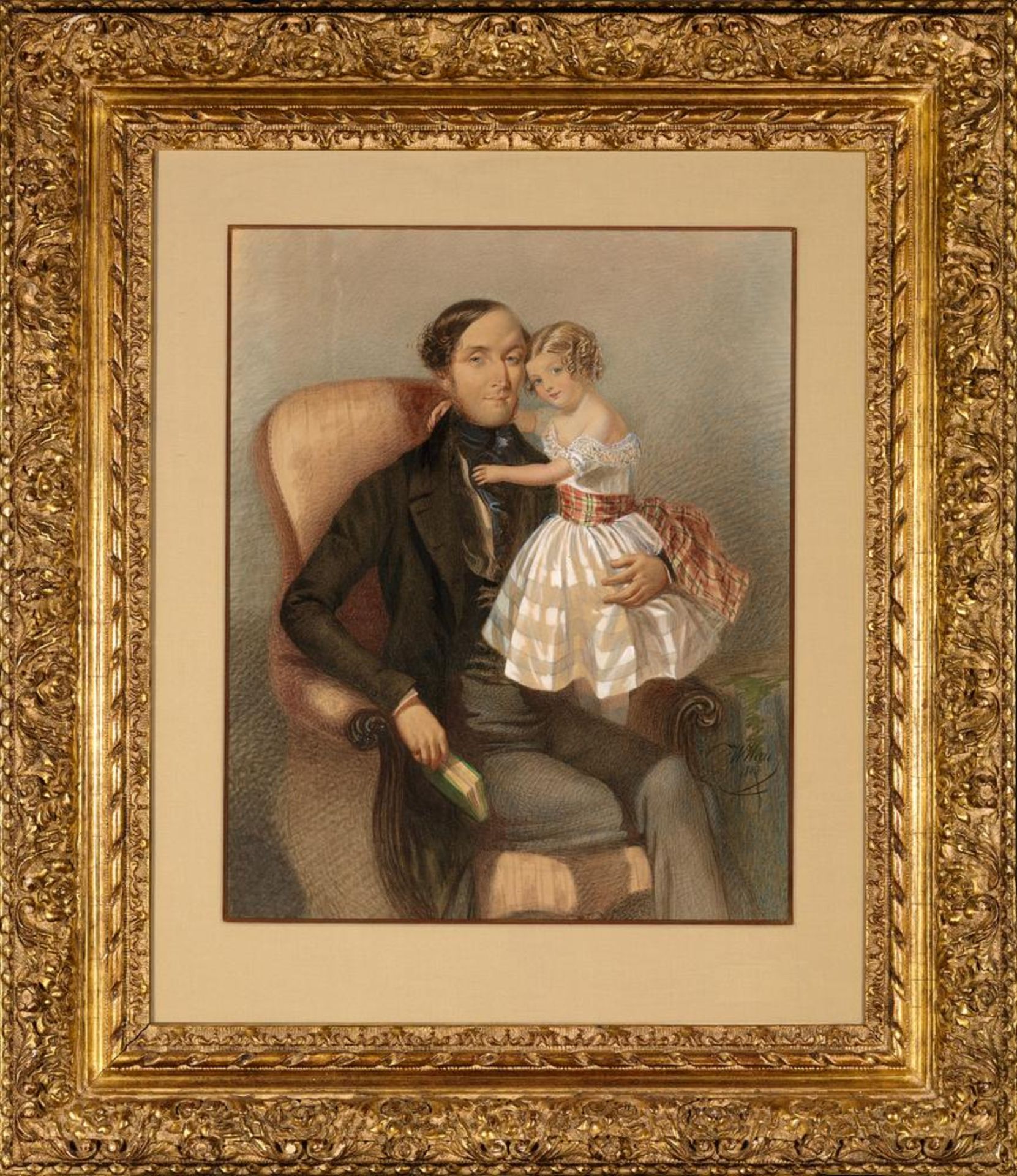 ATTRIBUTED TO VLADIMIR IVANOVIC GAU (1816-1895) Portrait of a Man with a Girl - [...] - Image 2 of 2