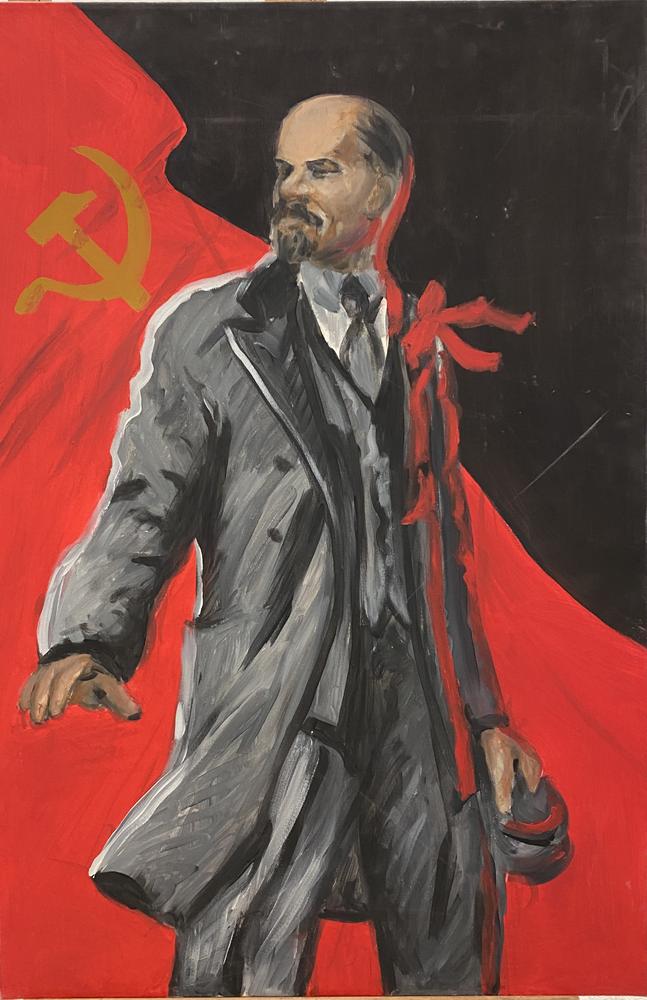 LUDMILA KAZINKINA Red and black Lenin - signed ‘Kazinkina Ludmila’ (on the [...]