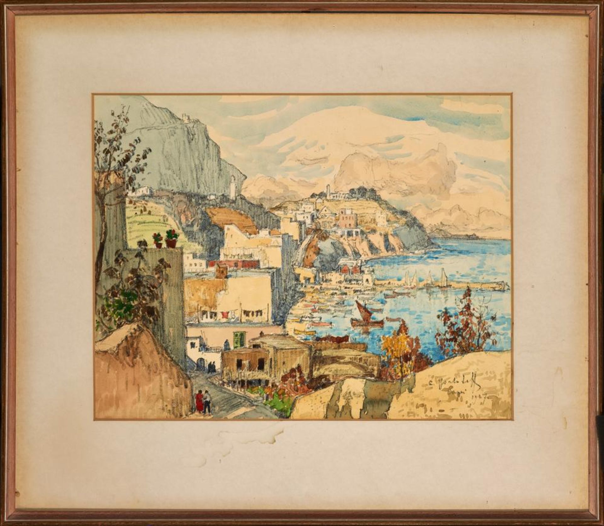 KONSTANTIN GORBATOV (1876-1945) View of Capri - signed, inscribed and dated ‘C [...] - Image 2 of 2