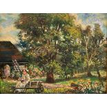 DAVID BURLIUK (1884-1956) Marussia in the garden - signed ‘Burliuk’ (along the [...]