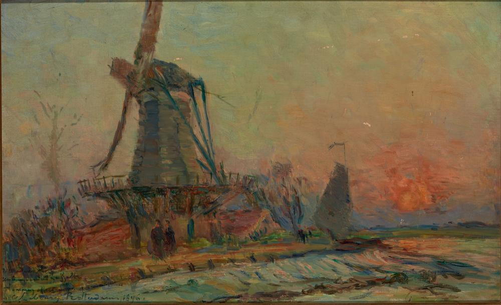 ALBERT MARIE LEBOURG (1849-1928) - A windmill near Rotterdam Signed, extensively [...]