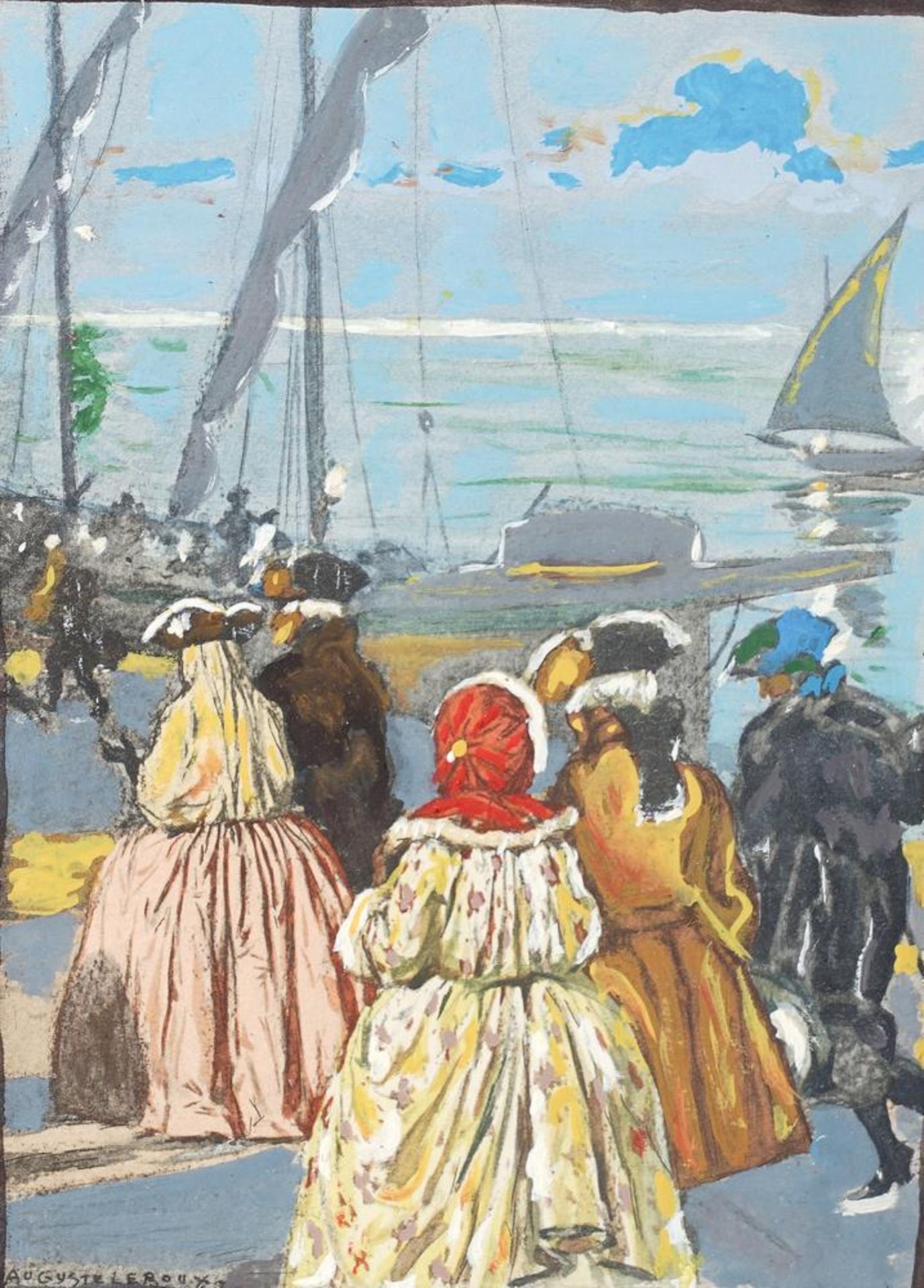 AUGUSTE LEROUX (1871-1954) - Untitled (Walk on the port) Signed ‘Auguste Leroux’ [...]