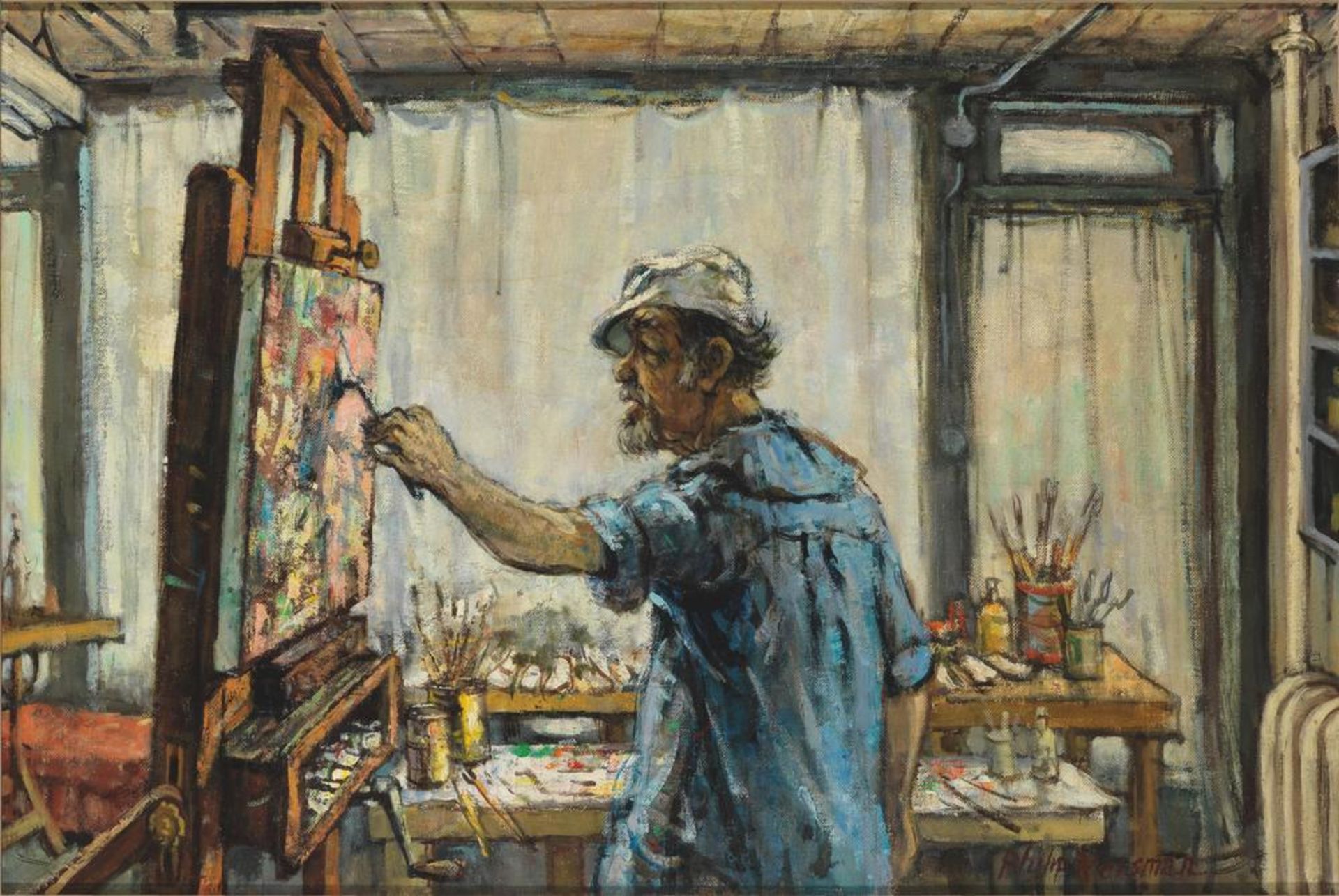 PHILIP REISMAN (1904-1992) - Painter in his studio (Shoulberg) Signed ‘Philip [...]
