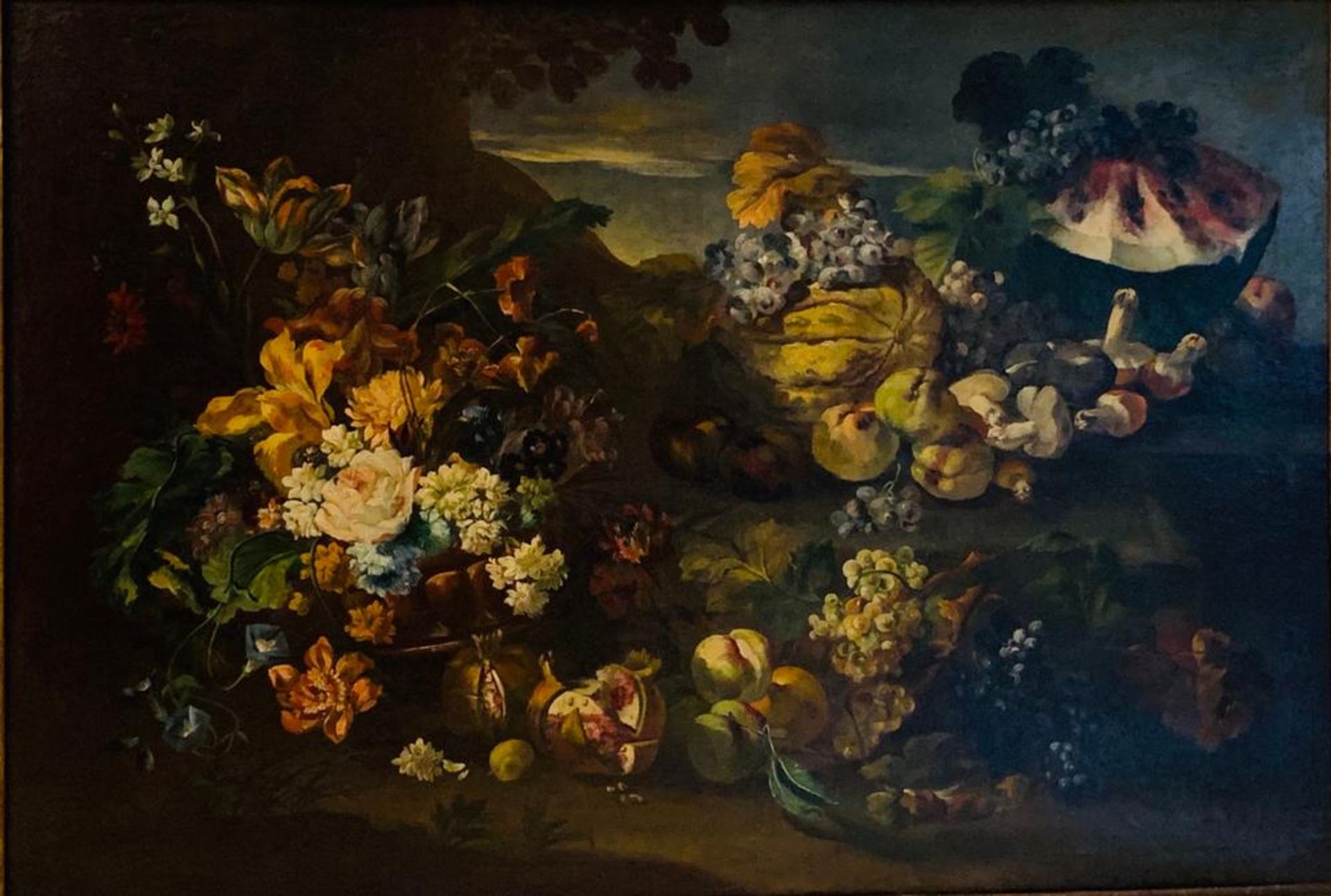 ITALIAN SCHOOL STYLE OF 17TH CENTURY, 19TH CENTURY - Still Life with flowers, fruits, [...]