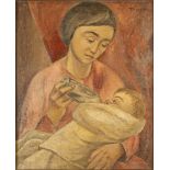 MIGUEL TUSQUELLAS CORBELLA (1884-1969) - Maternité au biberon Titled 'Tusquellas' [...]