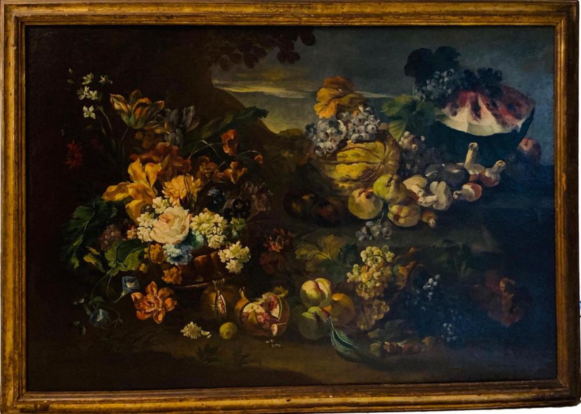 ITALIAN SCHOOL STYLE OF 17TH CENTURY, 19TH CENTURY - Still Life with flowers, fruits, [...] - Image 2 of 3