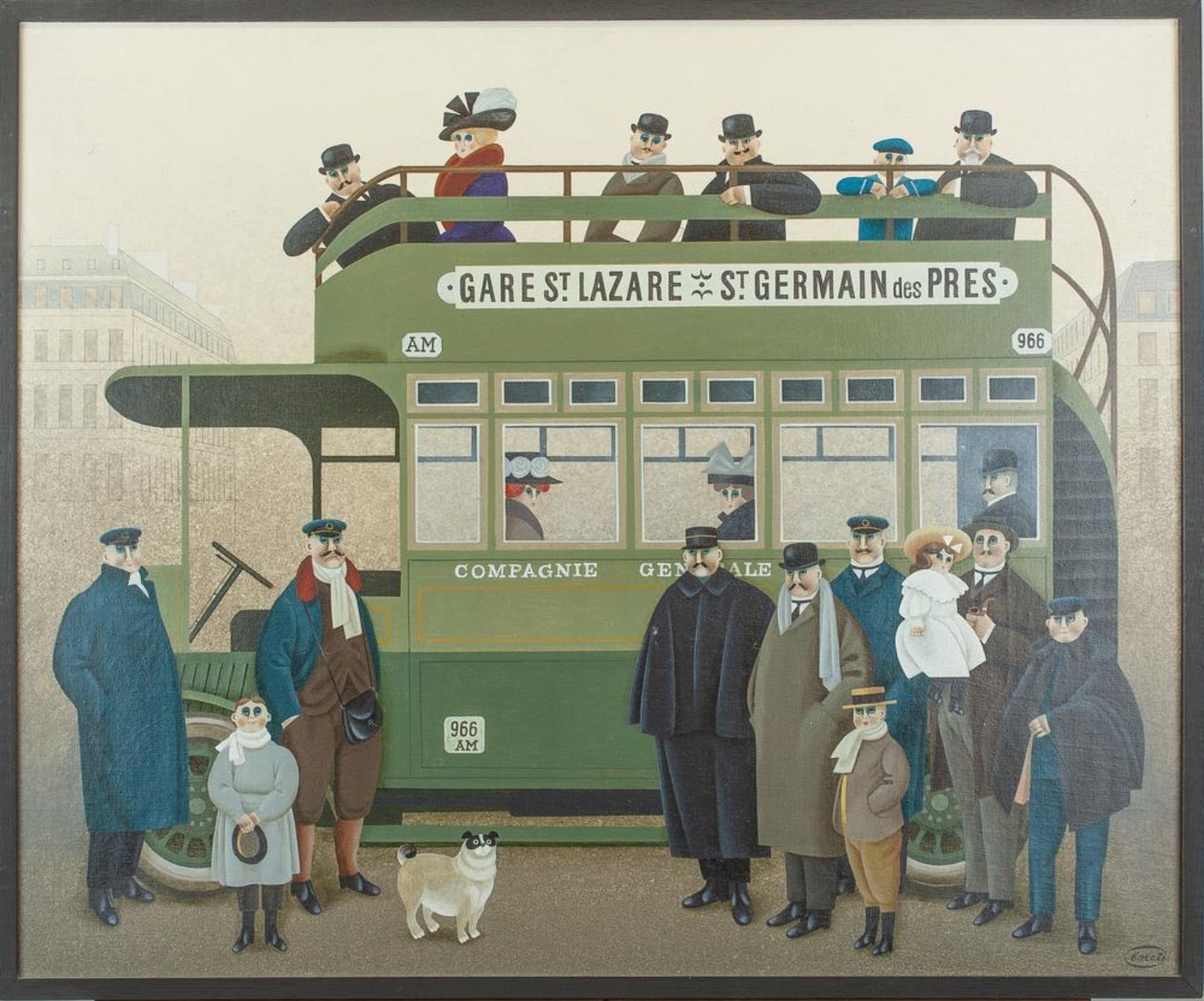 JAN BALET (1913-2009) - In a bus Signed (lower right) Oil on gauze laid on board 50 x [...]