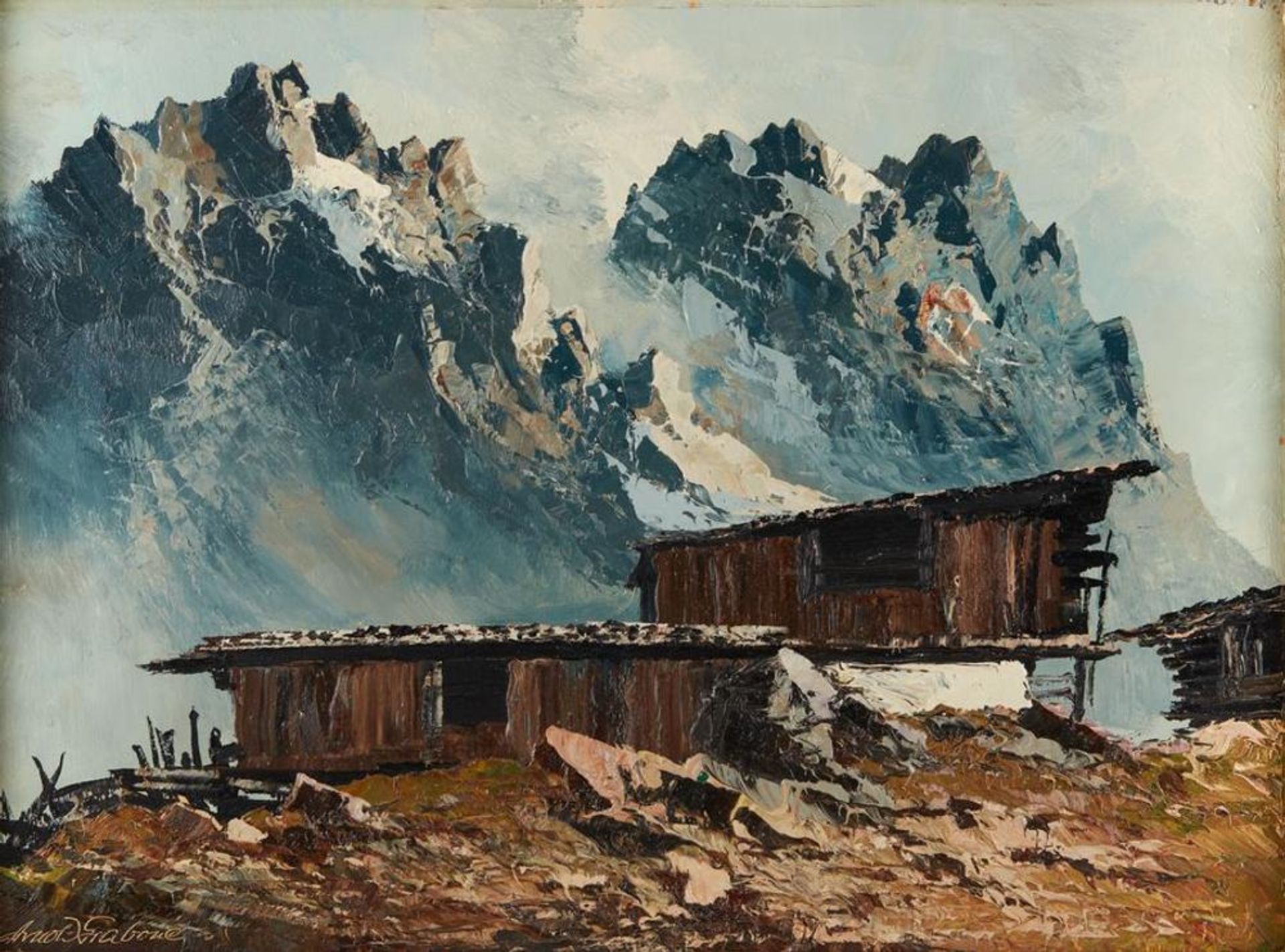 GEORG ARNOLD-GRABONÉ (1896-1982) - Alpine Mountain View Signed ‘Arnold Graboné’ [...]