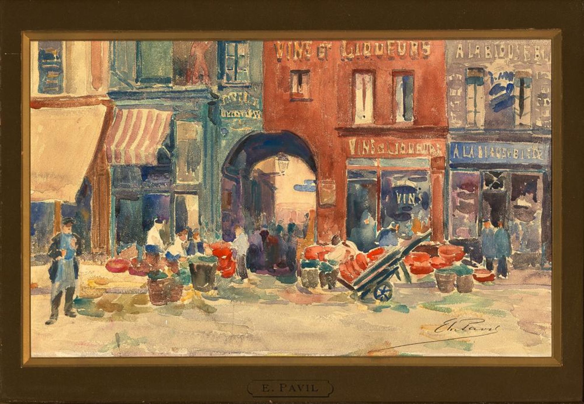 ELIE ANATOLE PAVIL (1873-1948) - Commercial street, Paris Signed (lower right) [...] - Image 2 of 2
