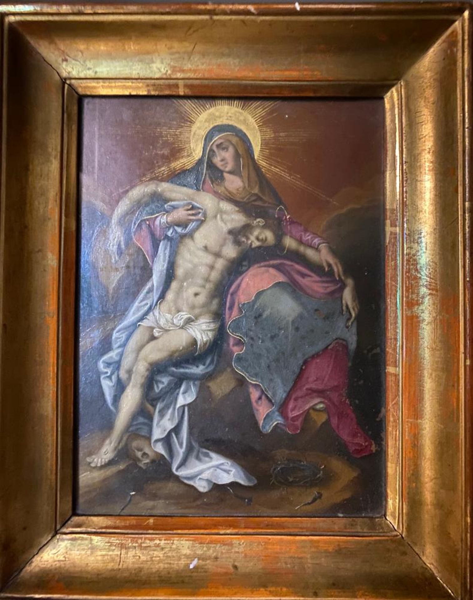 UNKNOWN ARTIST, 18TH CENTURY - Lamentation of Christ Oil on panel 23,4 x 17,8 cm - - Image 2 of 2