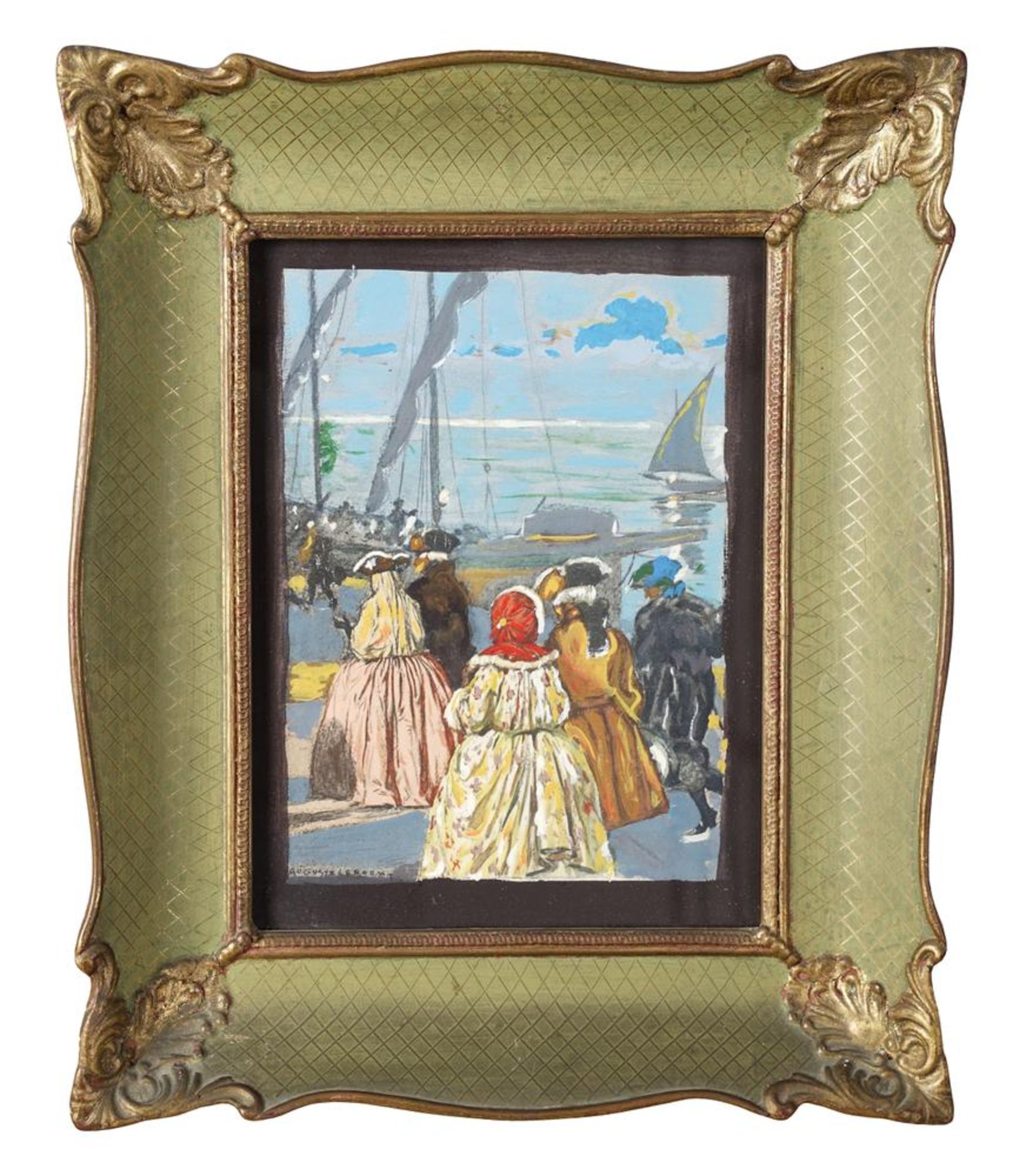 AUGUSTE LEROUX (1871-1954) - Untitled (Walk on the port) Signed ‘Auguste Leroux’ [...] - Image 2 of 2